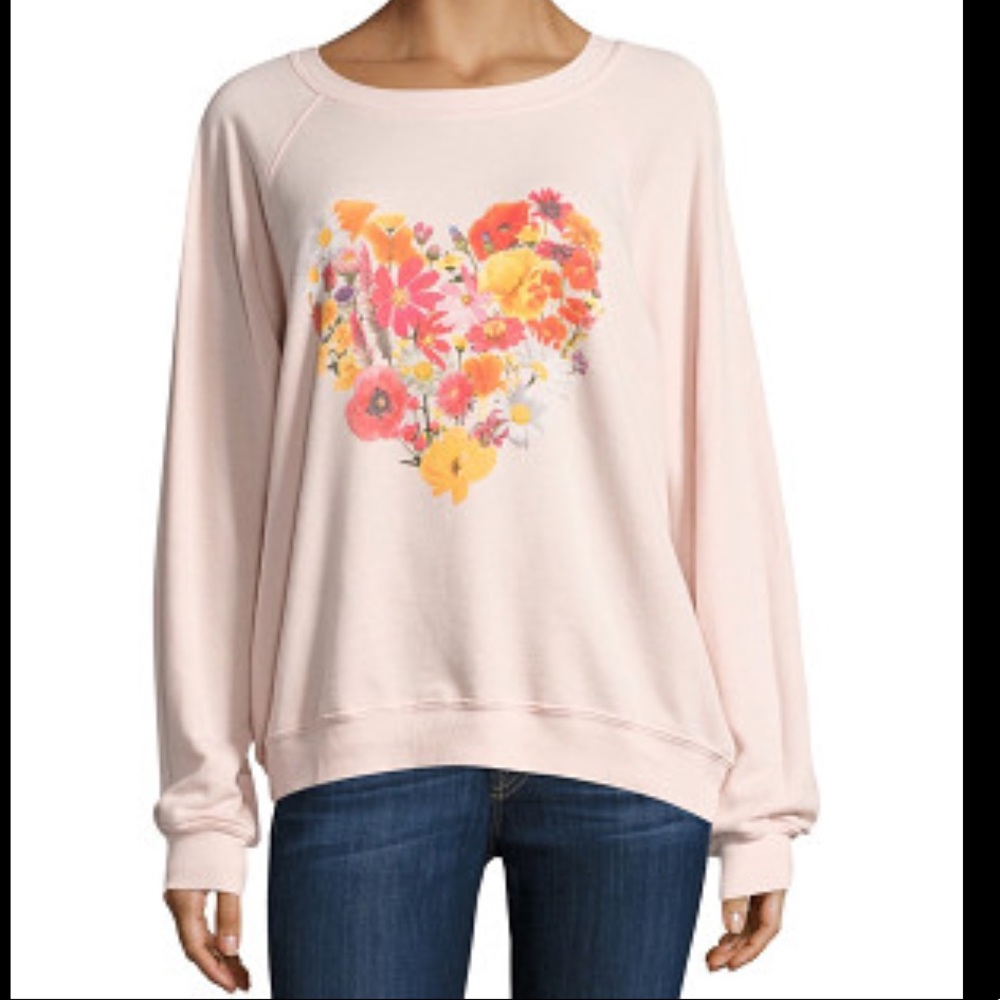 Wildfox Sweatshirt ♥️ hearts/flowers Sz S $100